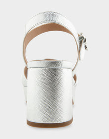 Cosmos Sandal | Silver Metallic Textured Faux Leather
