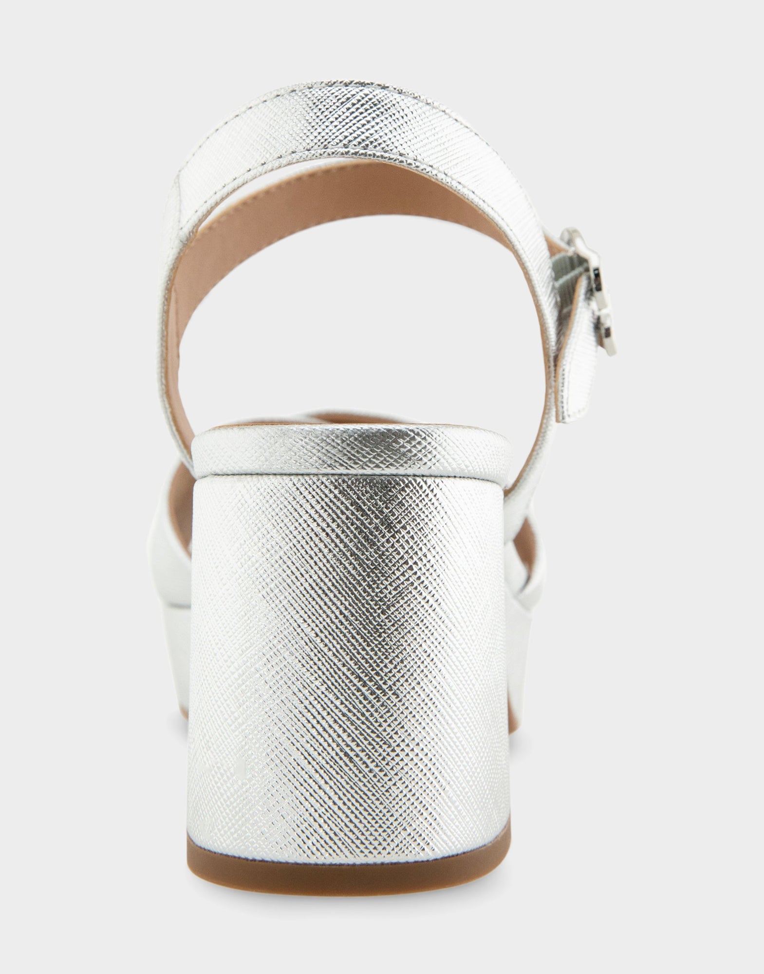 Cosmos Sandal | Silver Metallic Textured Faux Leather