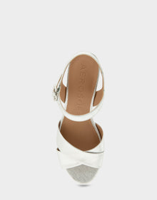 Cosmos Sandal | Silver Metallic Textured Faux Leather