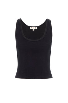 AMO Denim Crop Rib Tank in Black