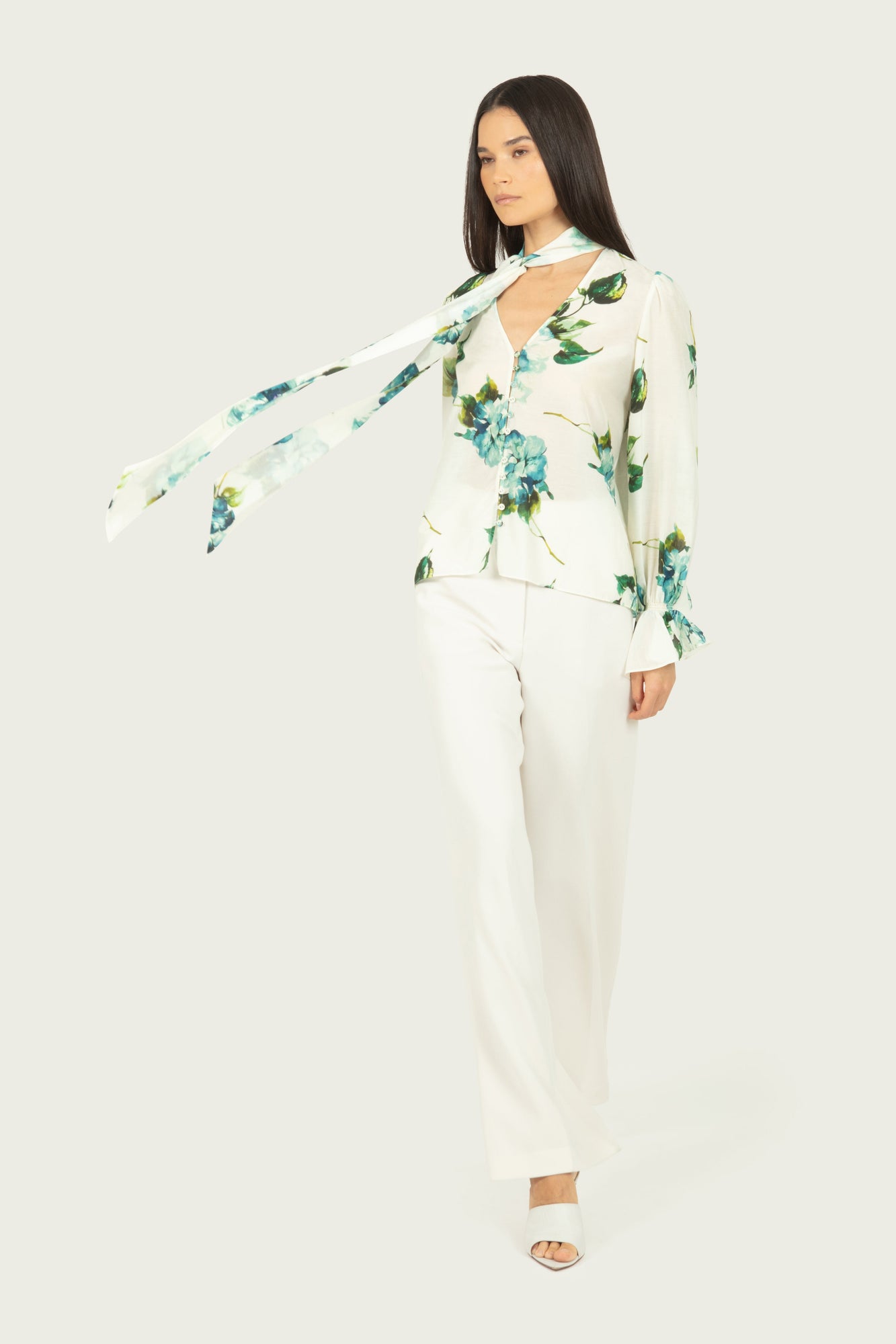 Eliana Blouse | Watercolor Blue Floral