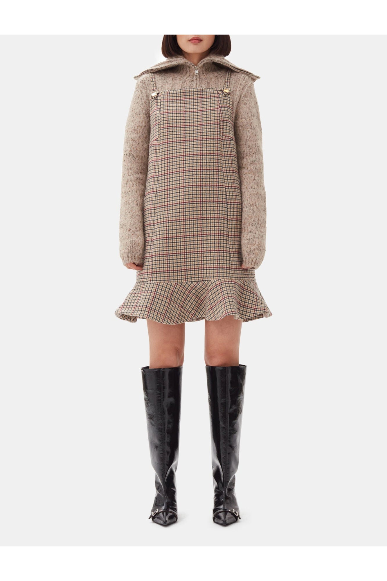 Check Mini Dress | Tiger's Eye