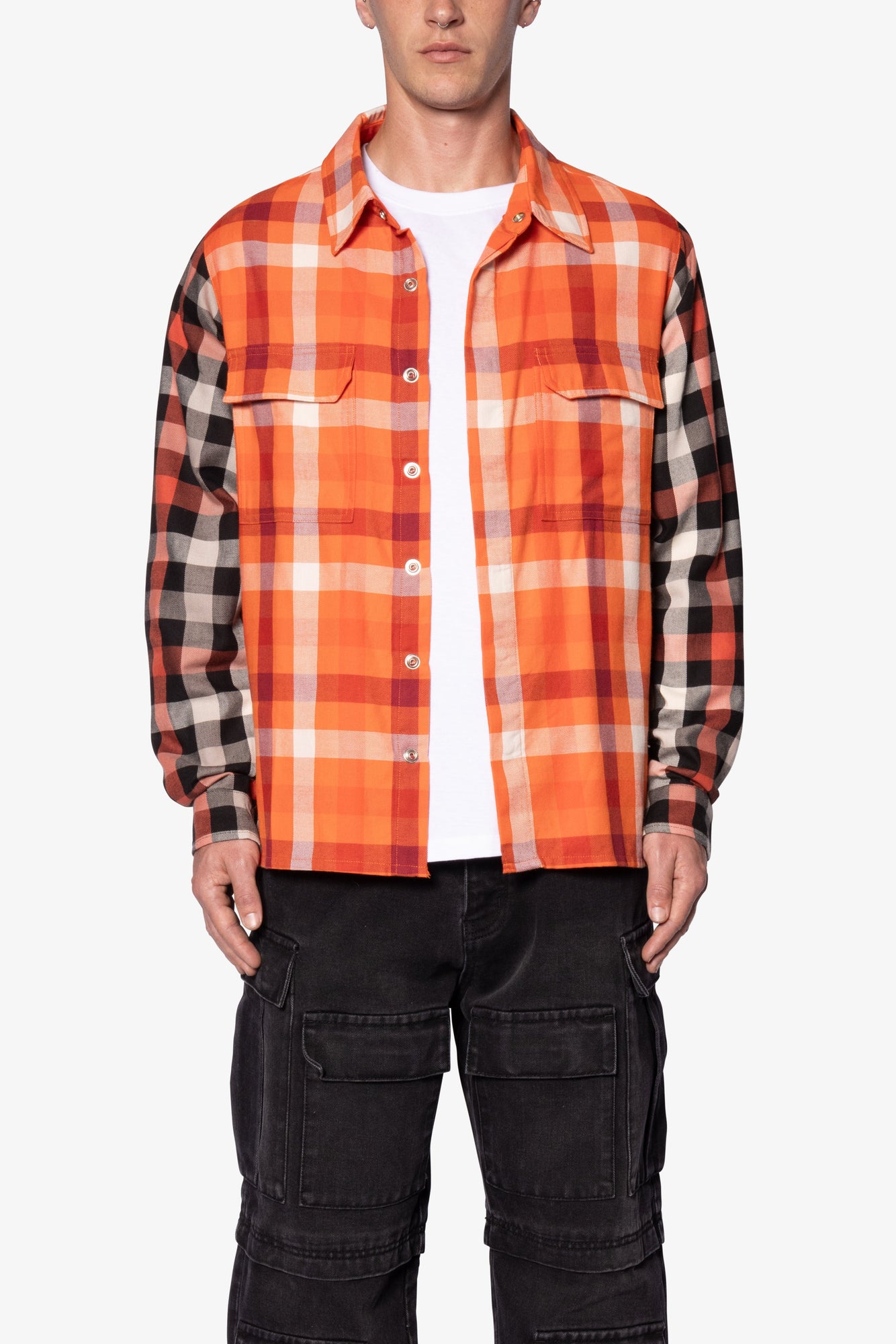 Checked Snap Front Shirt | Orange x Black