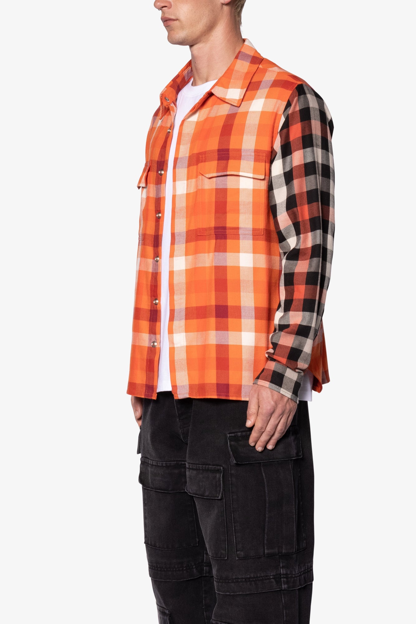 Checked Snap Front Shirt | Orange x Black