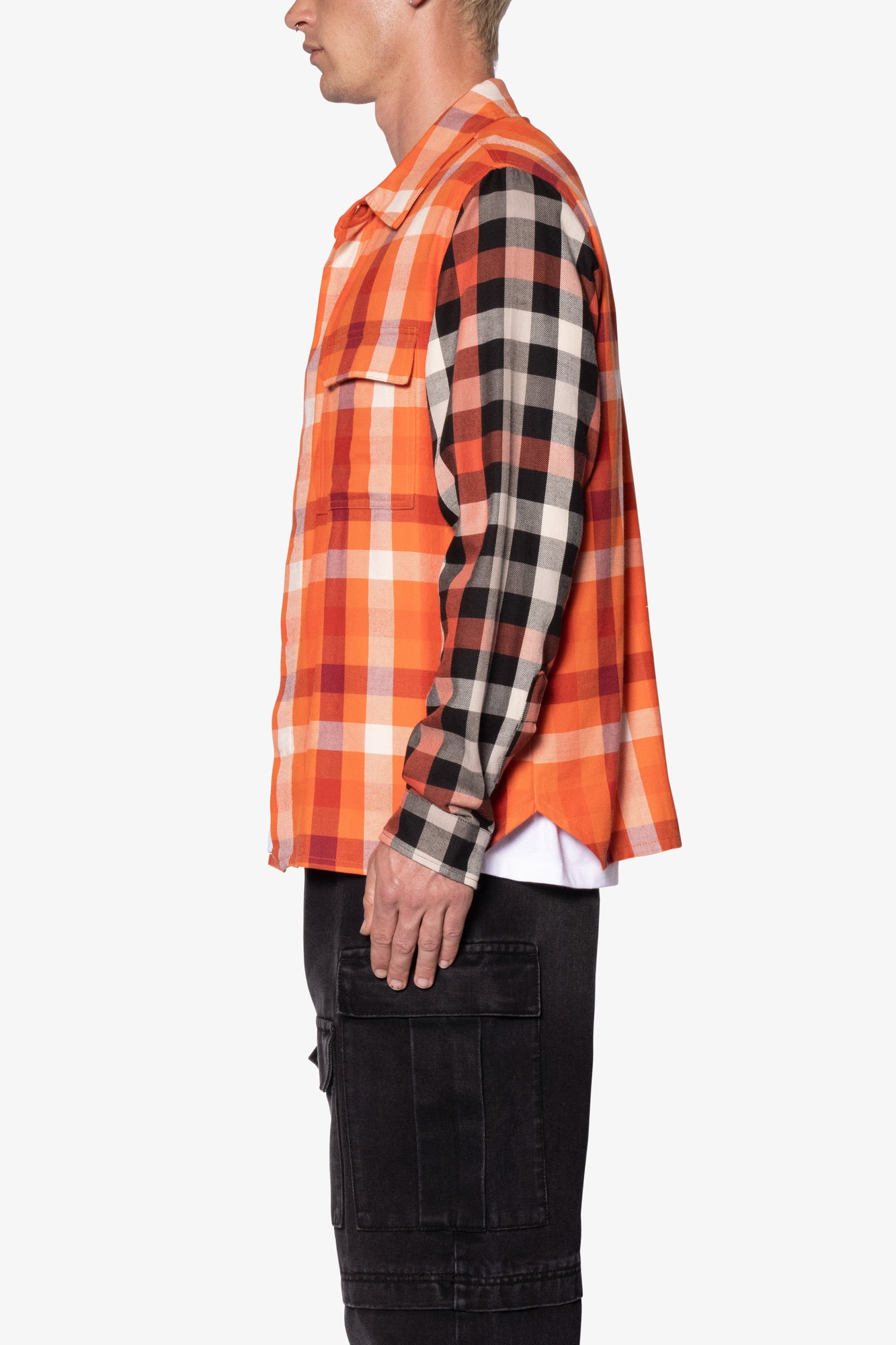 Checked Snap Front Shirt | Orange x Black