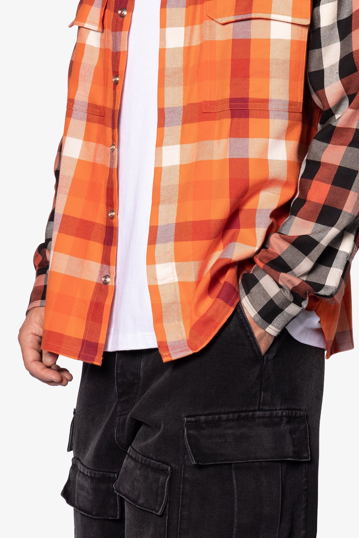 Checked Snap Front Shirt | Orange x Black