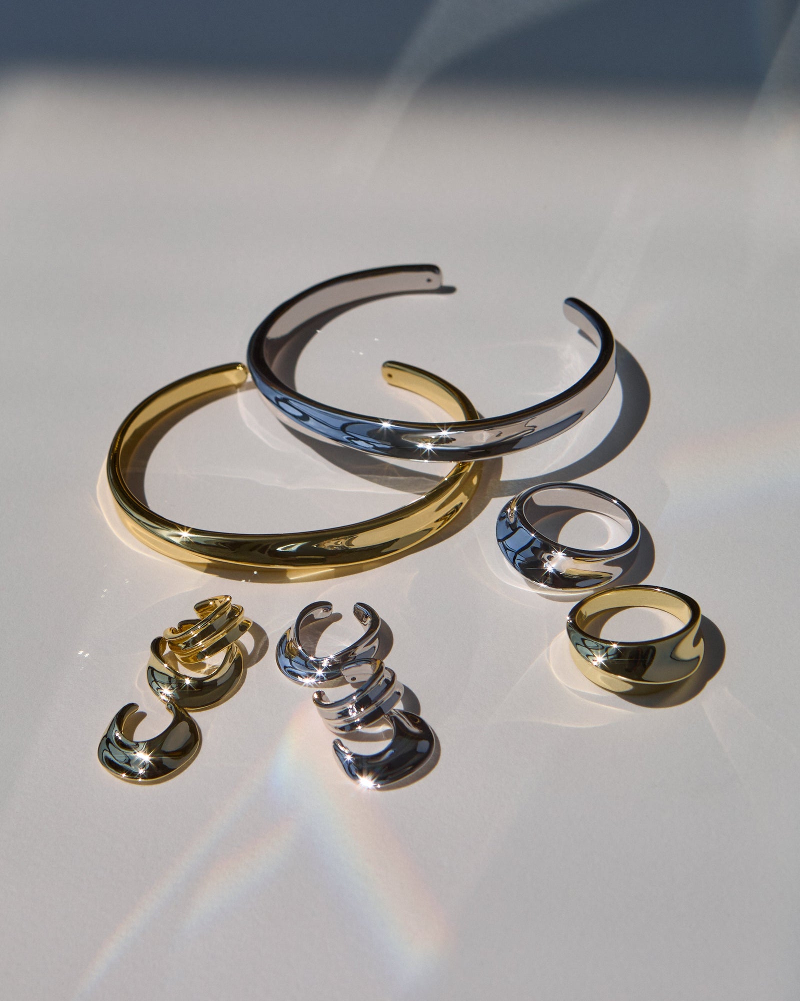 The Mercury Disc Ring Set | Silver/Gold
