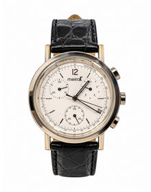 Classic Chronograph Watch Genuine Leather Band Vintage | Crisp Ivory