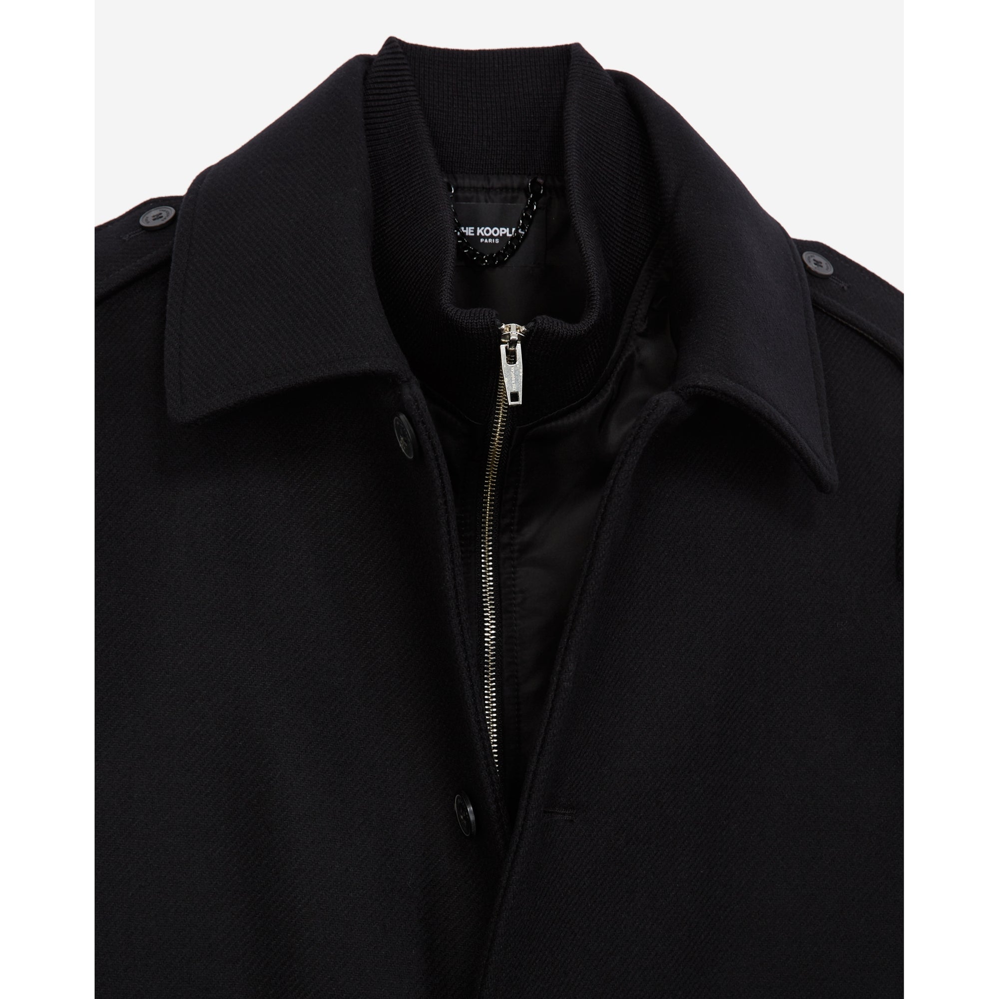 Coat In Wool With Integrated Vest | Men | Black