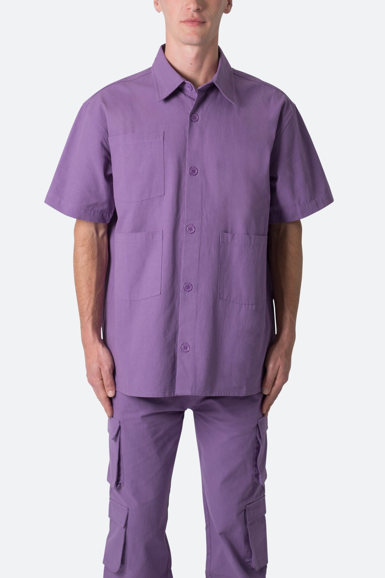 Collared Cargo S x S Shirt | Purple