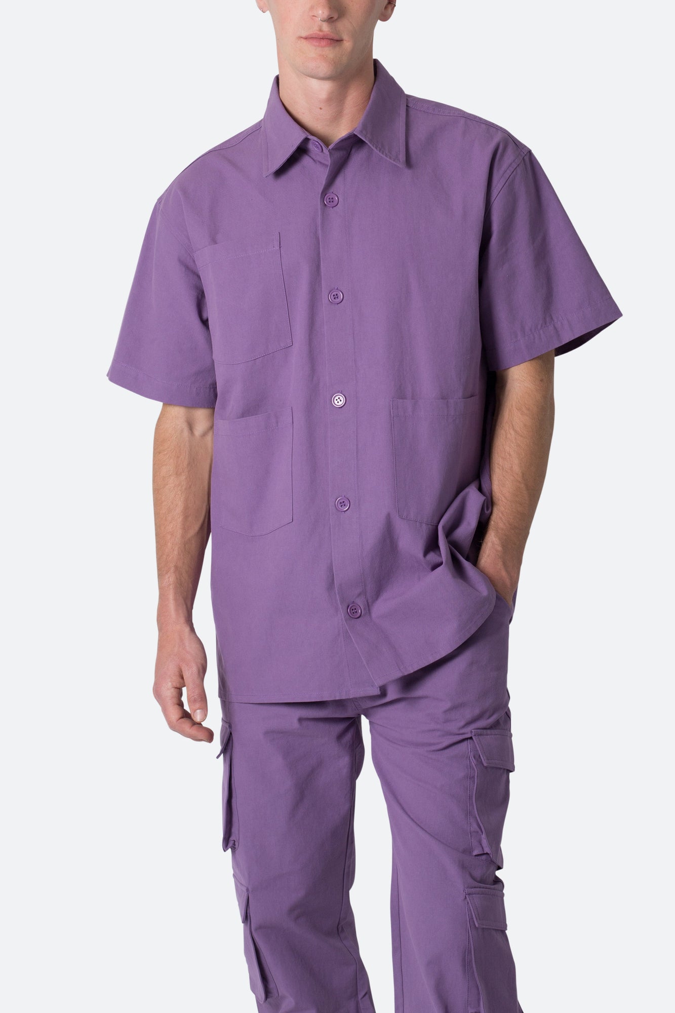 Collared Cargo S x S Shirt | Purple