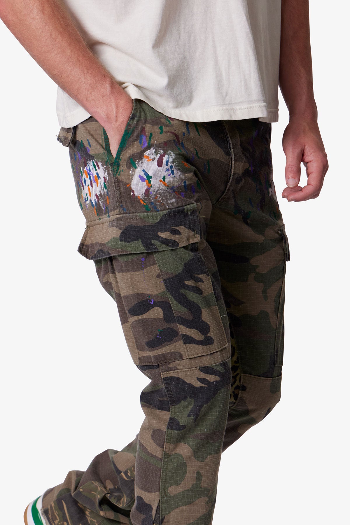 Contrast Bootcut Cargo Pants | Woodland Camo
