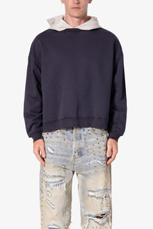 Contrast Crewneck Hoodie | Navy x Grey
