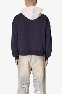 Contrast Crewneck Hoodie | Navy x Grey