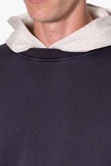 Contrast Crewneck Hoodie | Navy x Grey