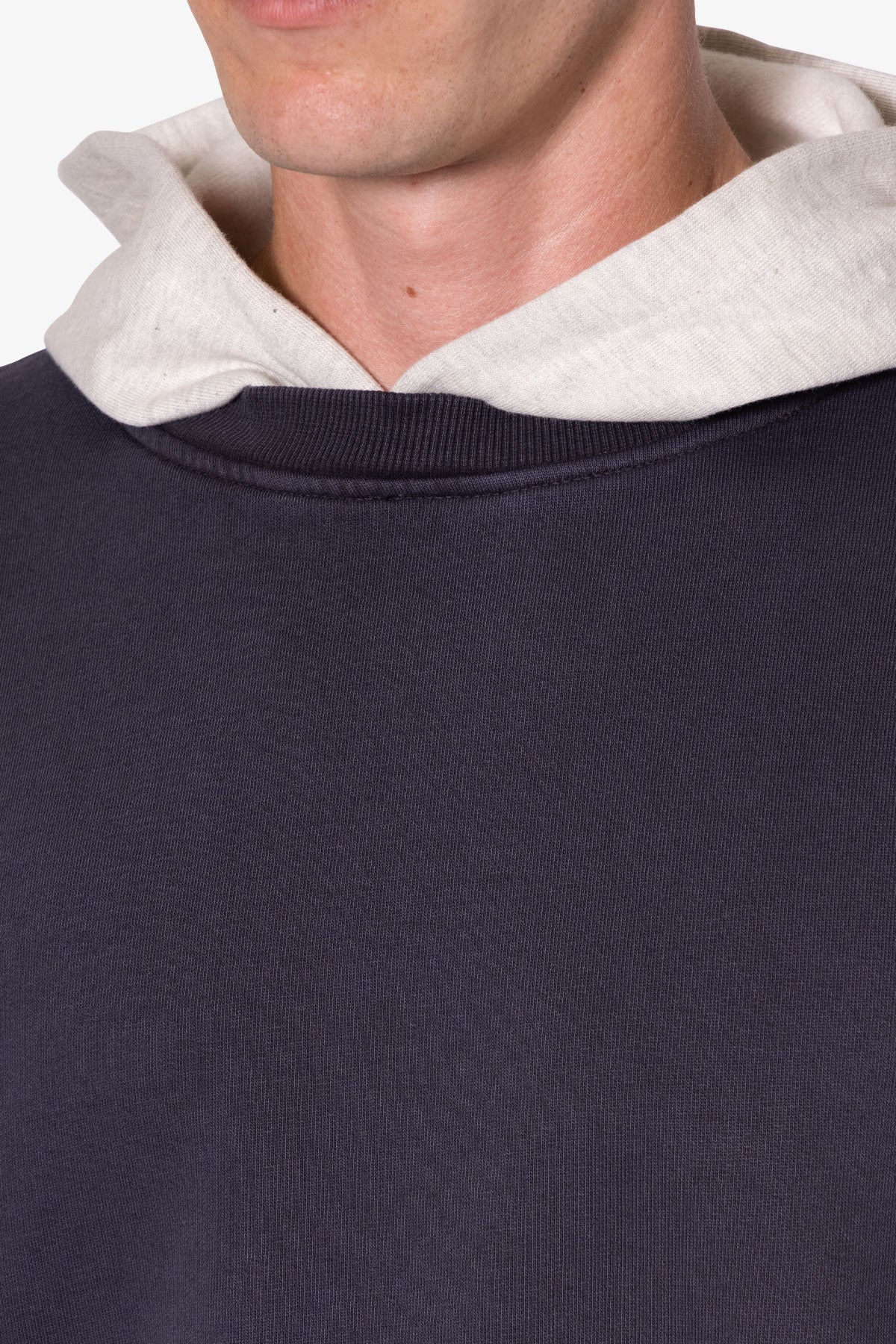 Contrast Crewneck Hoodie | Navy x Grey