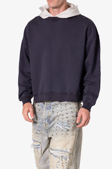 Contrast Crewneck Hoodie | Navy x Grey