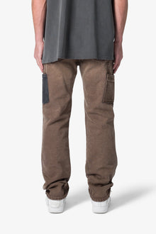 Contrast Double Knee Denim | Brown