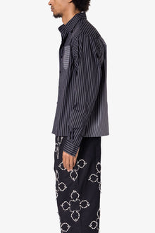 Contrast Sleeve Striped Shirt | Black