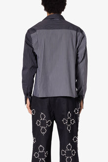 Contrast Sleeve Striped Shirt | Black
