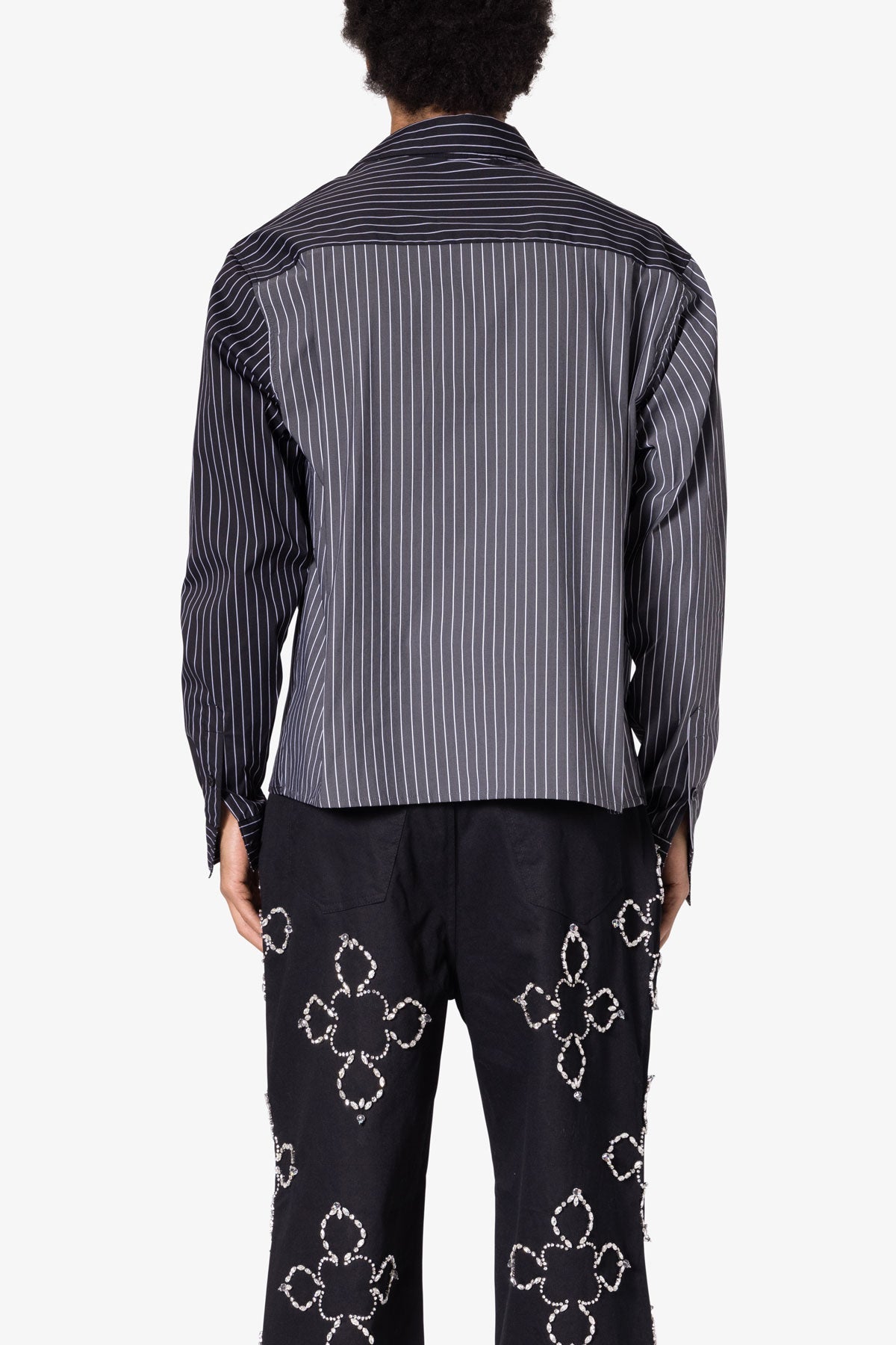 Contrast Sleeve Striped Shirt | Black
