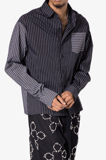 Contrast Sleeve Striped Shirt | Black