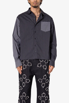 Contrast Sleeve Striped Shirt | Black