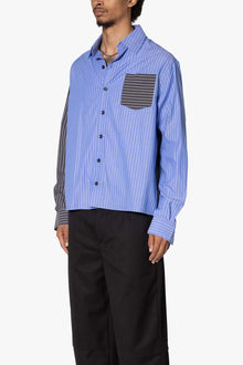 Contrast Sleeve Striped Shirt | Blue