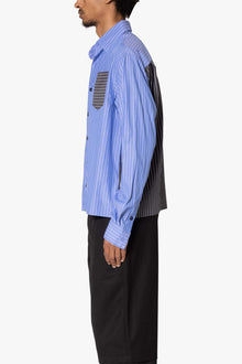 Contrast Sleeve Striped Shirt | Blue