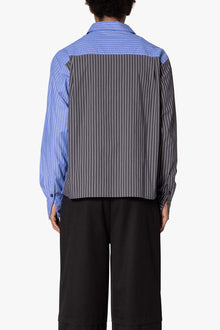 Contrast Sleeve Striped Shirt | Blue