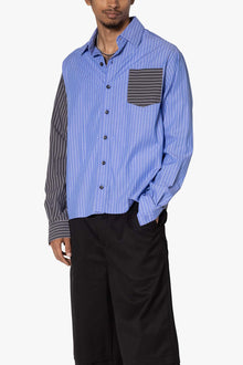 Contrast Sleeve Striped Shirt | Blue