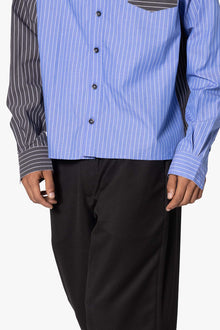 Contrast Sleeve Striped Shirt | Blue
