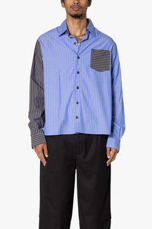 Contrast Sleeve Striped Shirt | Blue