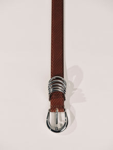Hollyhock Belt | Brown Reptile & Silver