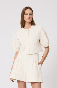 Textured Jersey Jacket | Ivory