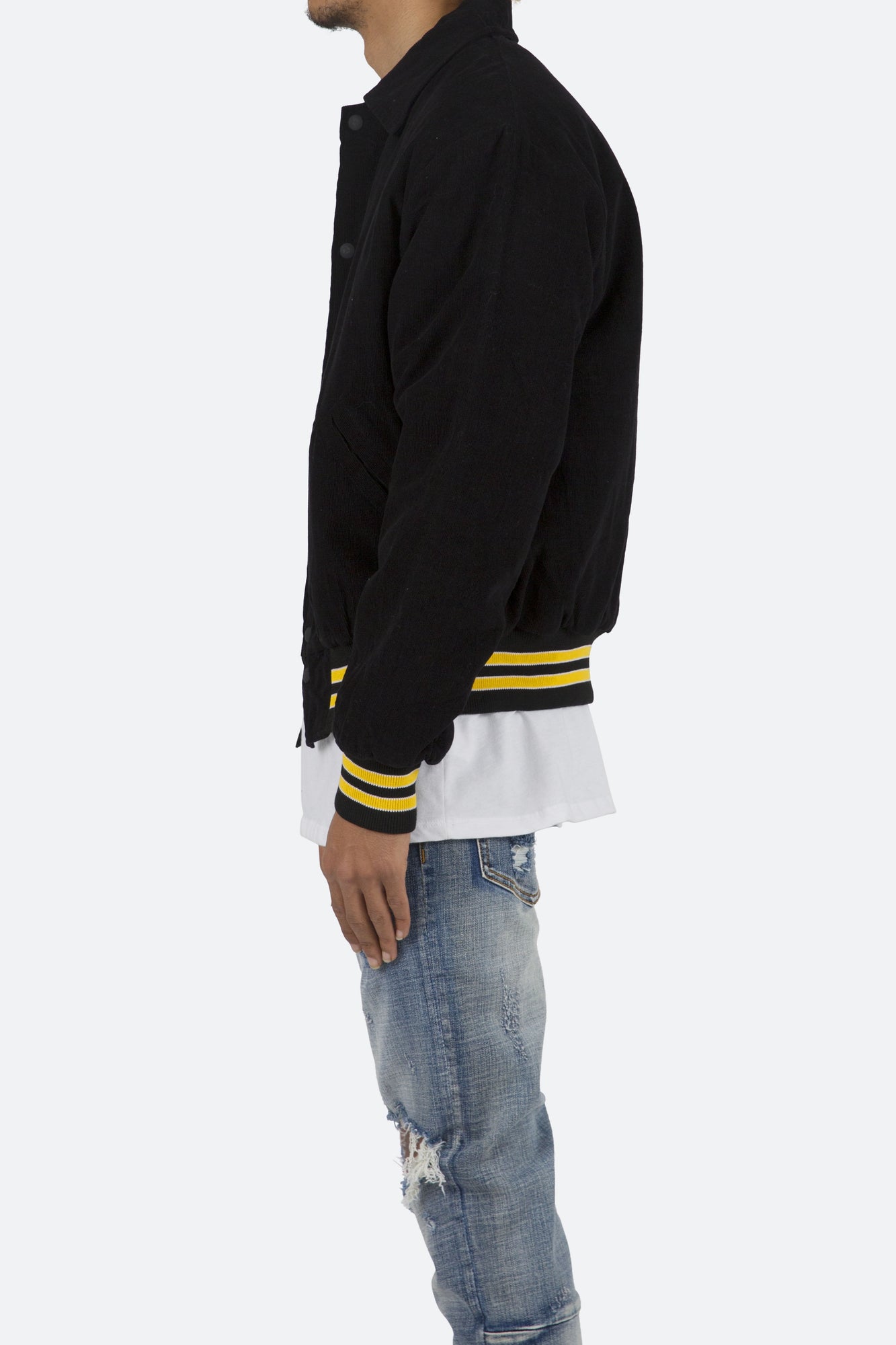 Corduroy Collar Jacket | Black x Yellow