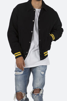 Corduroy Collar Jacket | Black x Yellow