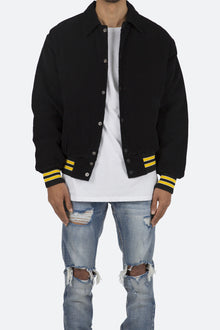 Corduroy Collar Jacket | Black x Yellow