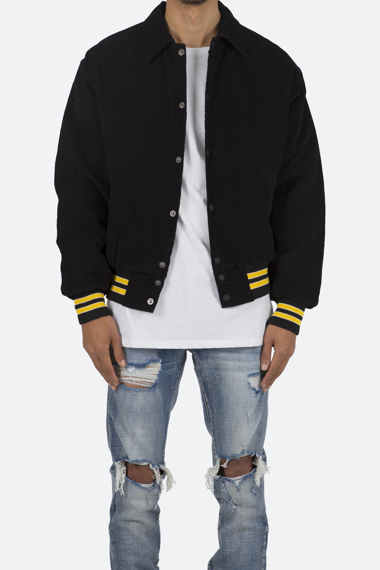 Corduroy Collar Jacket | Black x Yellow