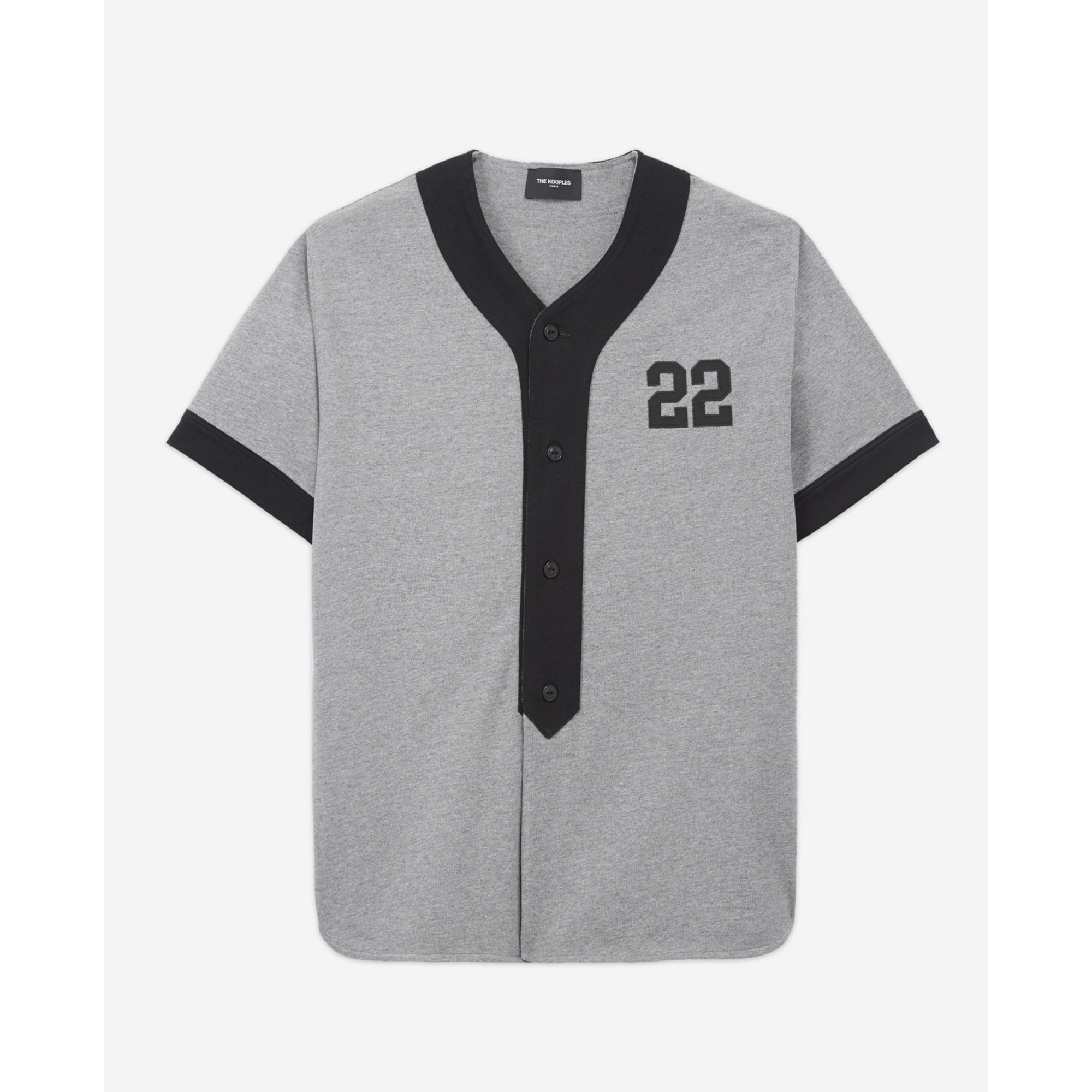 Cotton Jersey Baseball Shirt | Men | Middle Grey Melange