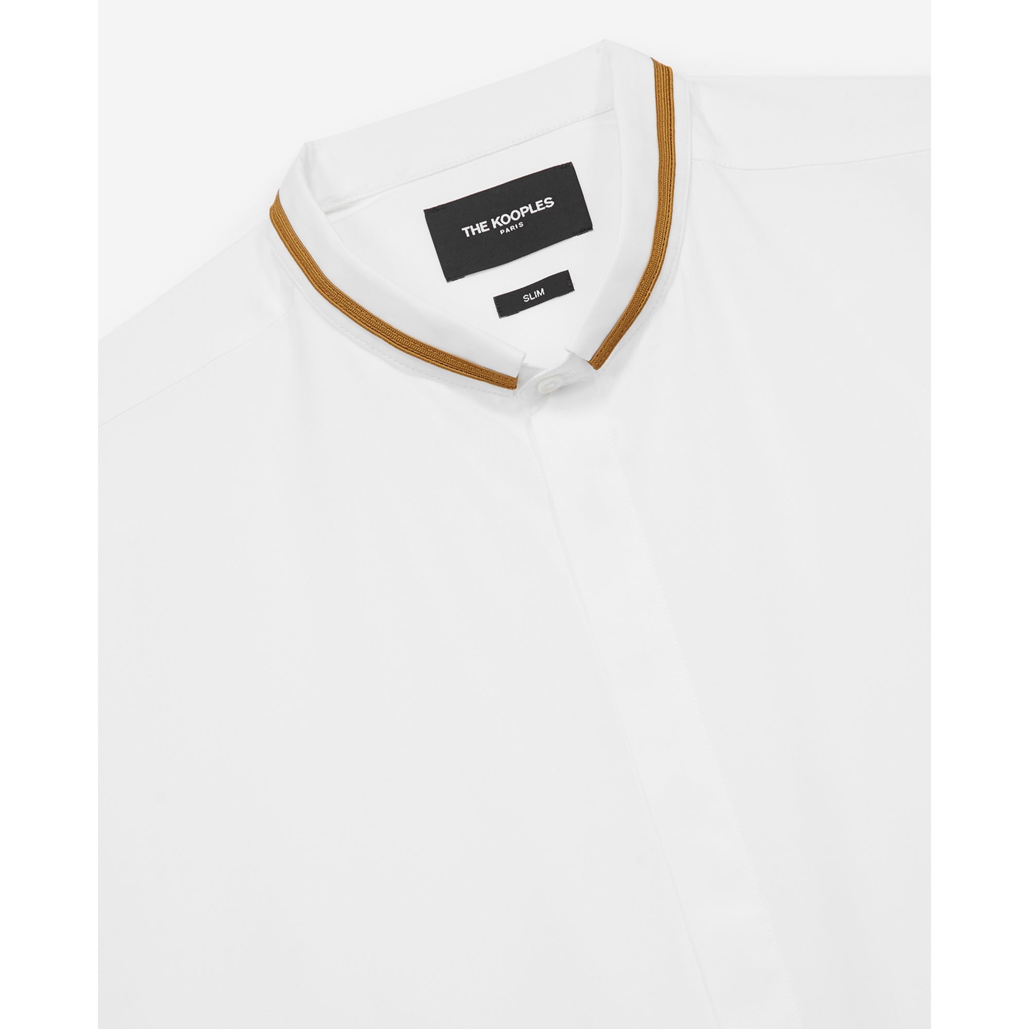 Cotton Officer Collar Shirt With Stripe | Men | White