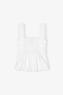 Cotton Poplin Smock Top | Bright White