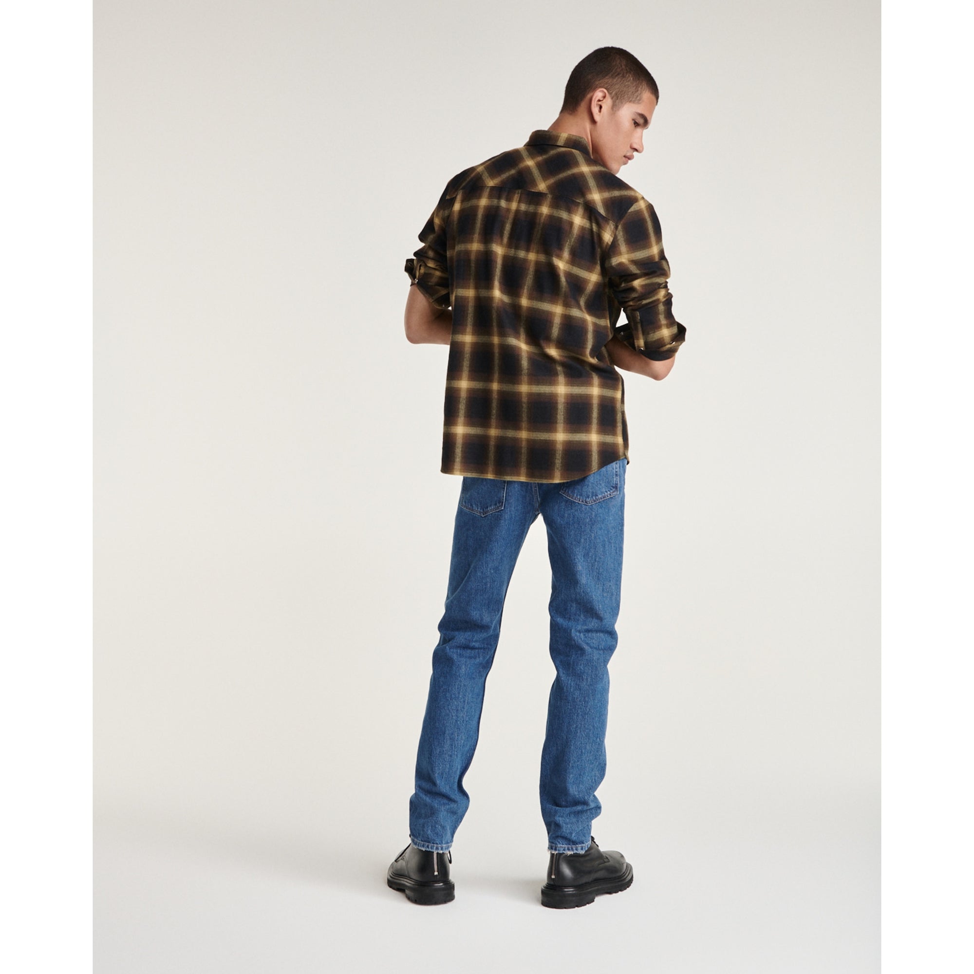 Cotton Shirt With And Checks | Men | Yellow Black