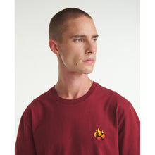 Cotton T-Shirt With Flame Embroidery | Men | Red