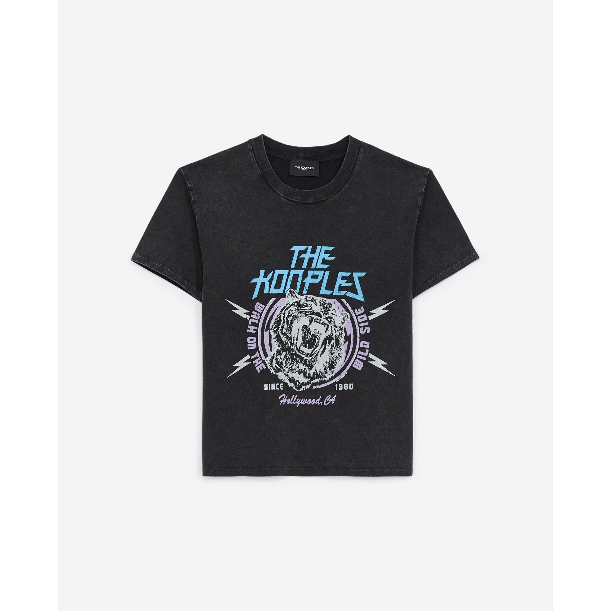 Cotton T-Shirt With Tiger Print | Women | Black Washed