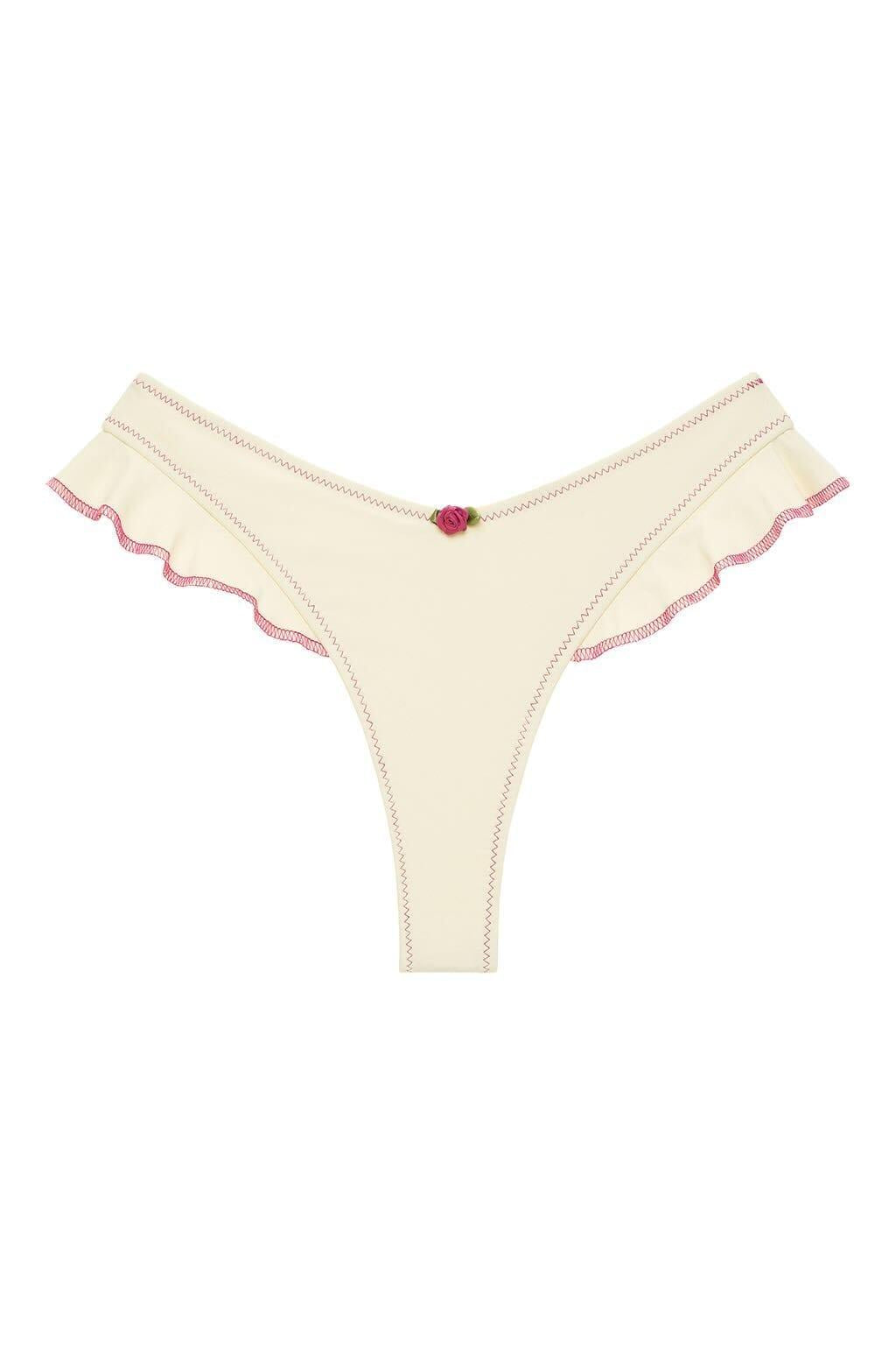 Kelly Bikini Bottom | Cream Raspberry Binded