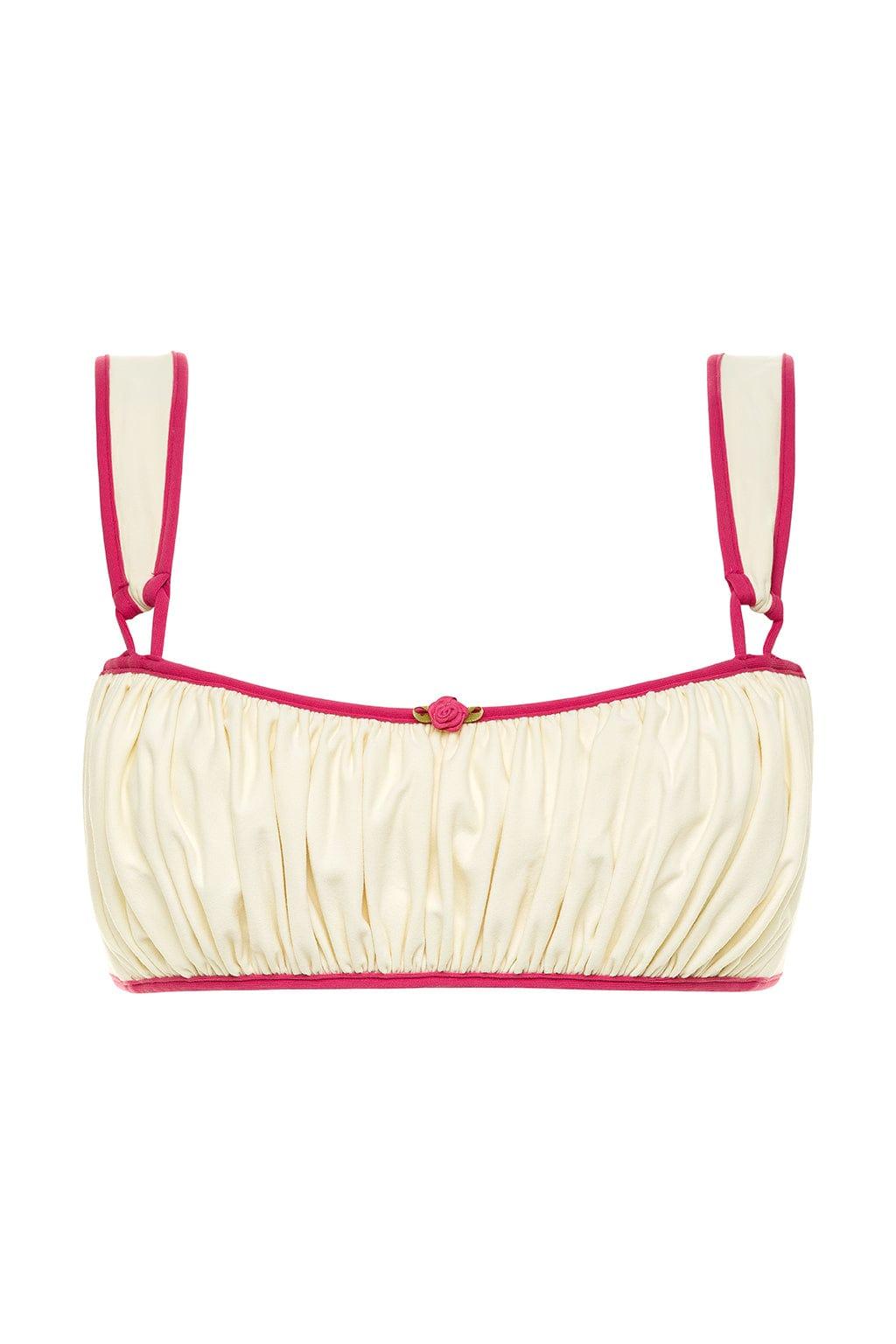 Victoria Bikini Top | Cream Raspberry Binded