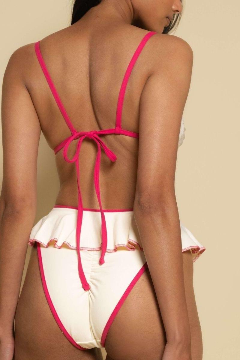 Devin Rosa Bikini Top | Cream Raspberry Binded