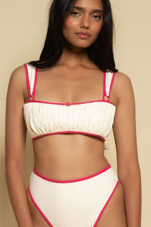 Victoria Bikini Top | Cream Raspberry Binded