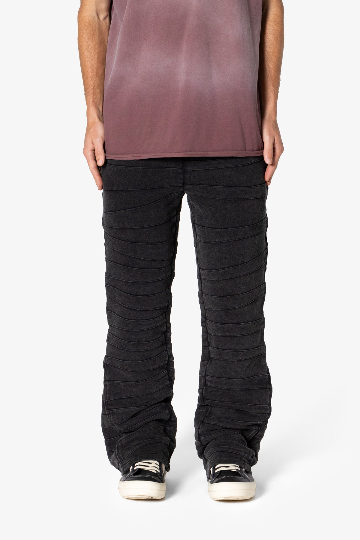 Crease Panel Sweatpants | Washed Black